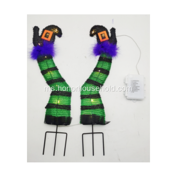 Set 2 Halloween Lighted Wicked Witch Legs Dengan Stakes